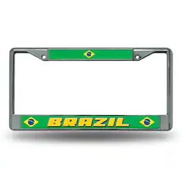 Rico Industries - Brazil World Cup Soccer (Football) Chrome Metal License Plate Frame - Multi