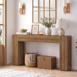 Tribesigns - 63" Long Entryway Table, Farmhouse Console Table, Light - Brown