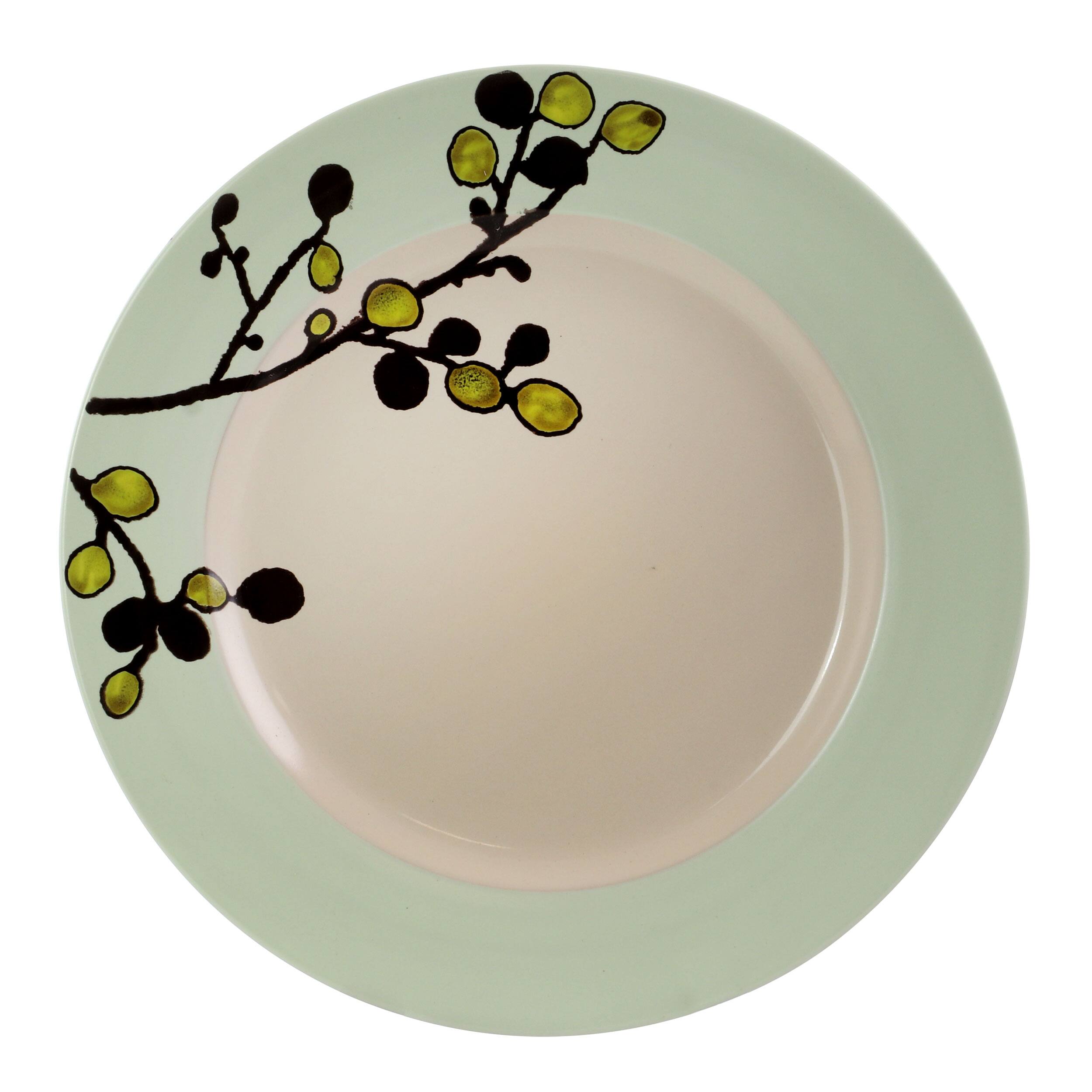 Alt View 8. Elama - Elama Retro Bloom 16 Piece Luxurious Stoneware Dinnerware with Complete Setting for 4 - Green.