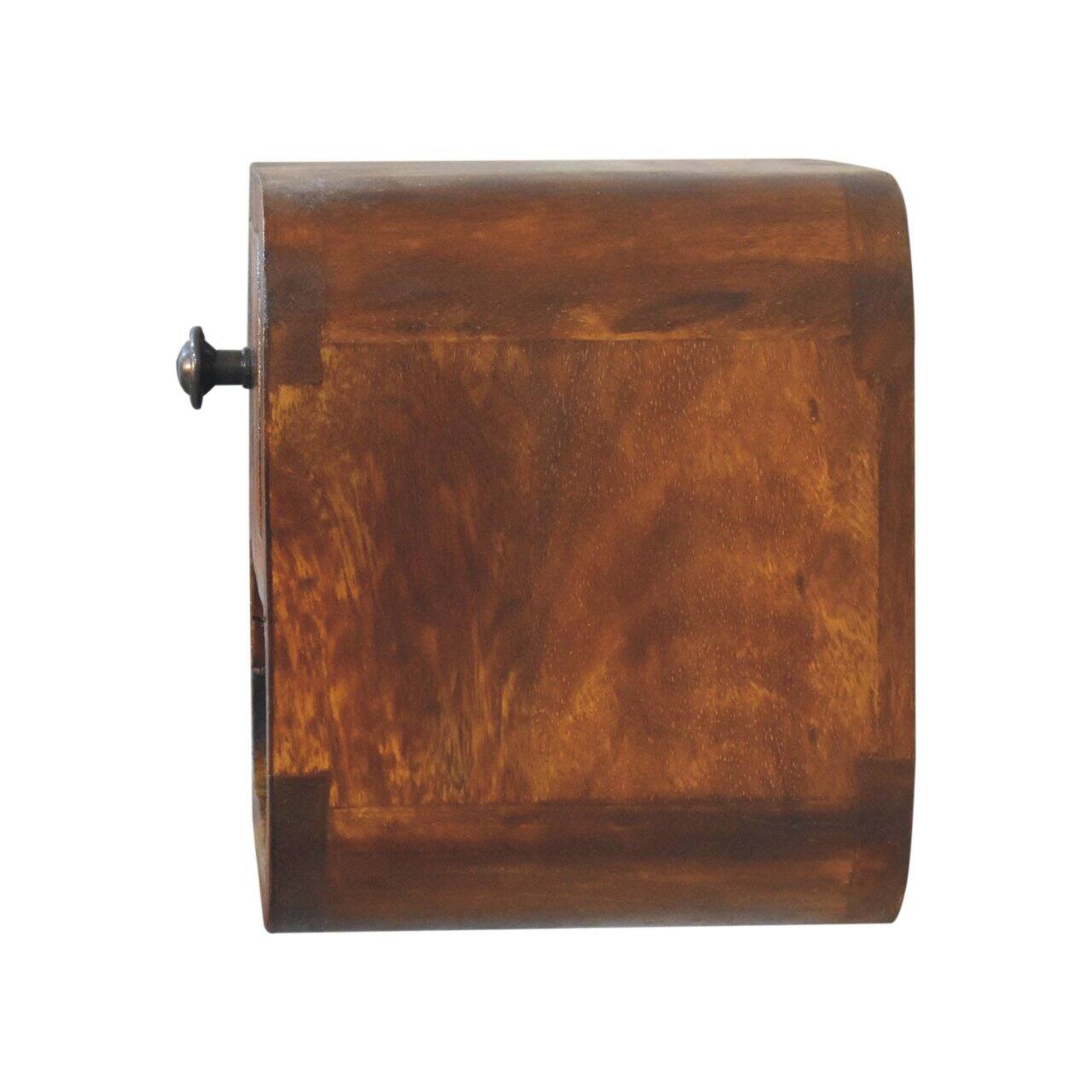Alt View 5. Artisan Furniture - Artisan Furniture Solid Wood Extra Mini Curved Chestnut Bedside with Open Slot, 1 Drawer, Dark Brown - Dark Brown.