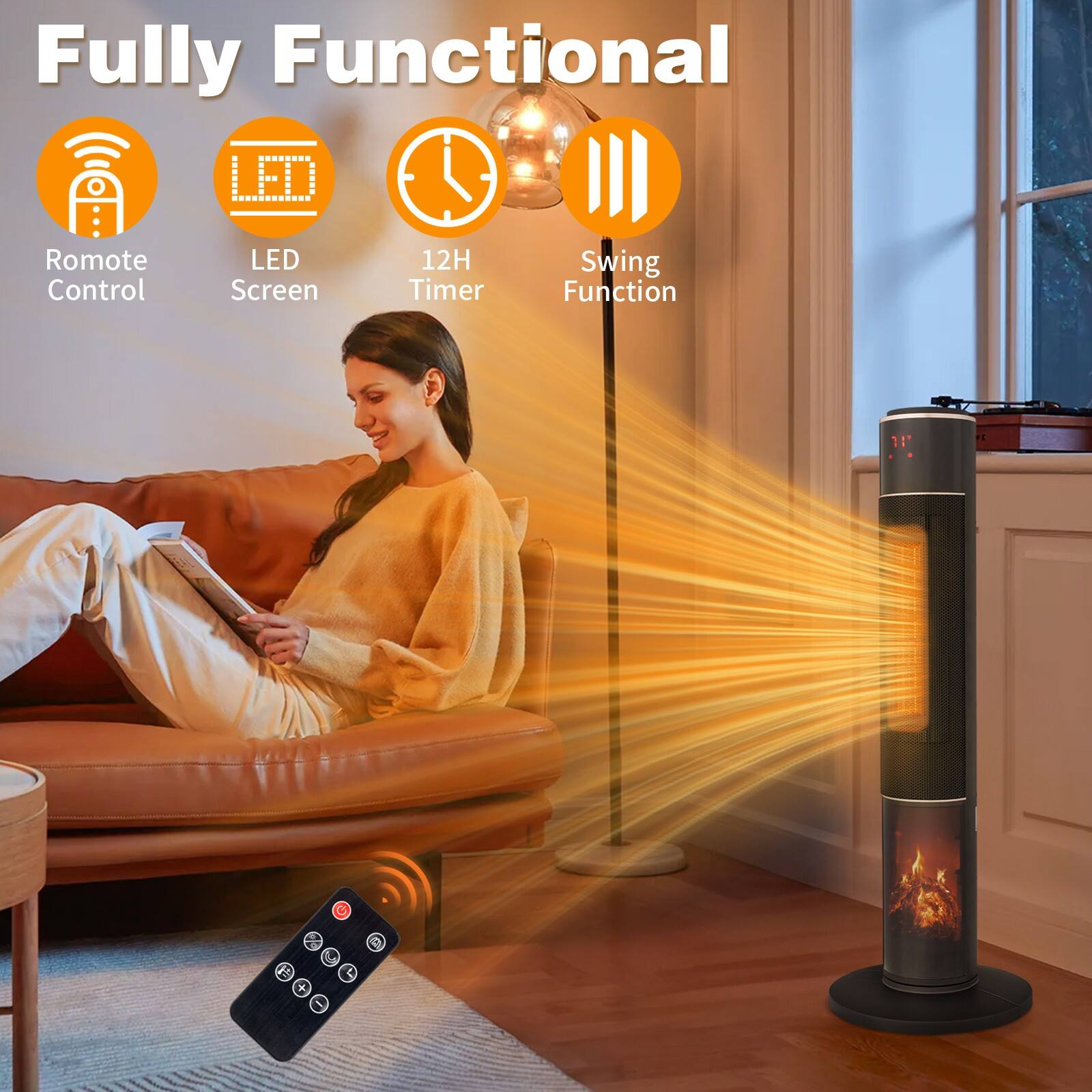 Fully Functional  
- Remote Control  
- LED Screen  
- 12H Timer  
- Swing Function