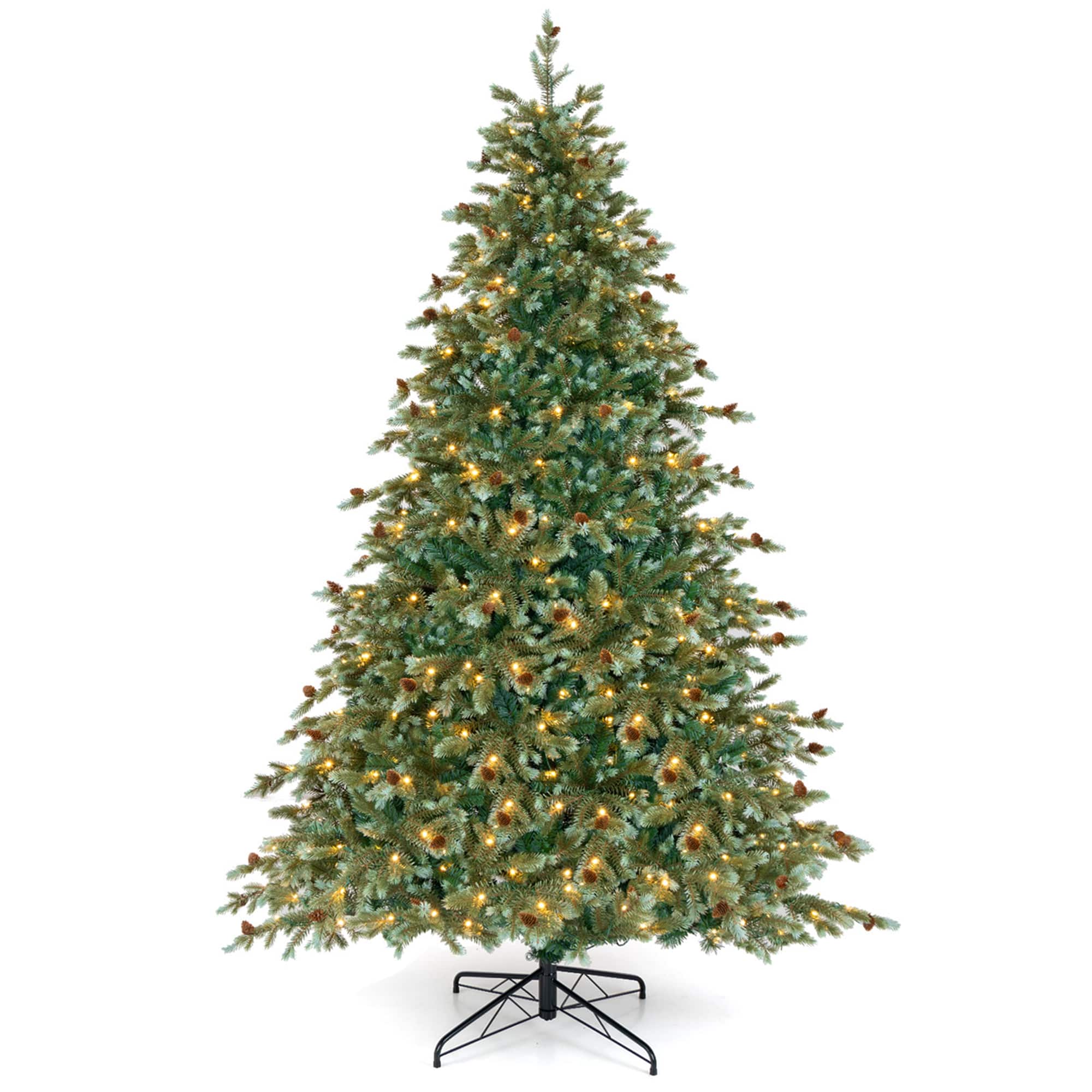 Front. Costway - Costway 7 FT Artificial Christmas Tree with 846 Branch Tips 340 Warm White LED Lights - Green.