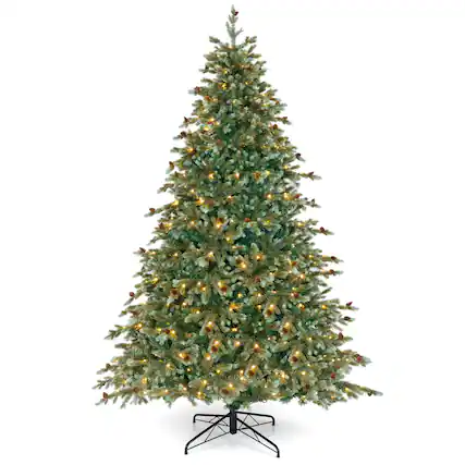 Front. Costway - Costway 7 FT Artificial Christmas Tree with 846 Branch Tips 340 Warm White LED Lights - Green.