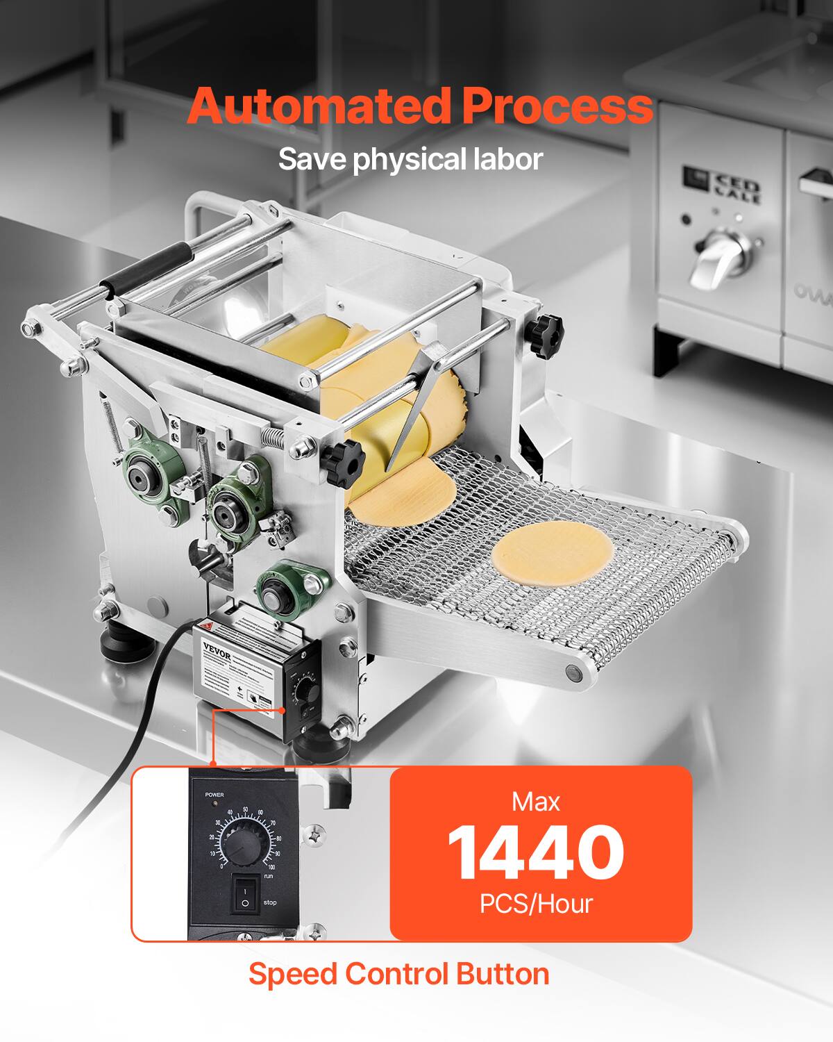 Automated Process  
Save physical labor  

Max 1440 PCS/Hour  

Speed Control Button