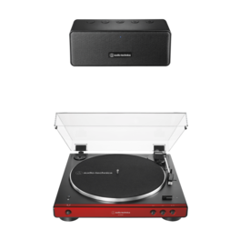 Audio-Technica - ATLP60XBTRD P2 Automatic Wireless Belt-Drive Turntable and Speaker Bundle