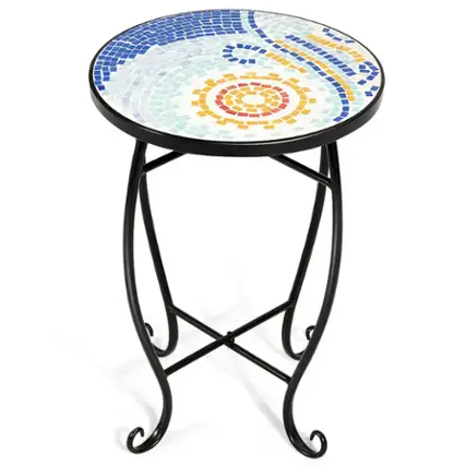 Front. Costway - Outdoor Indoor Accent Table Plant Stand Scheme Garden Steel Ocean - multicolor.