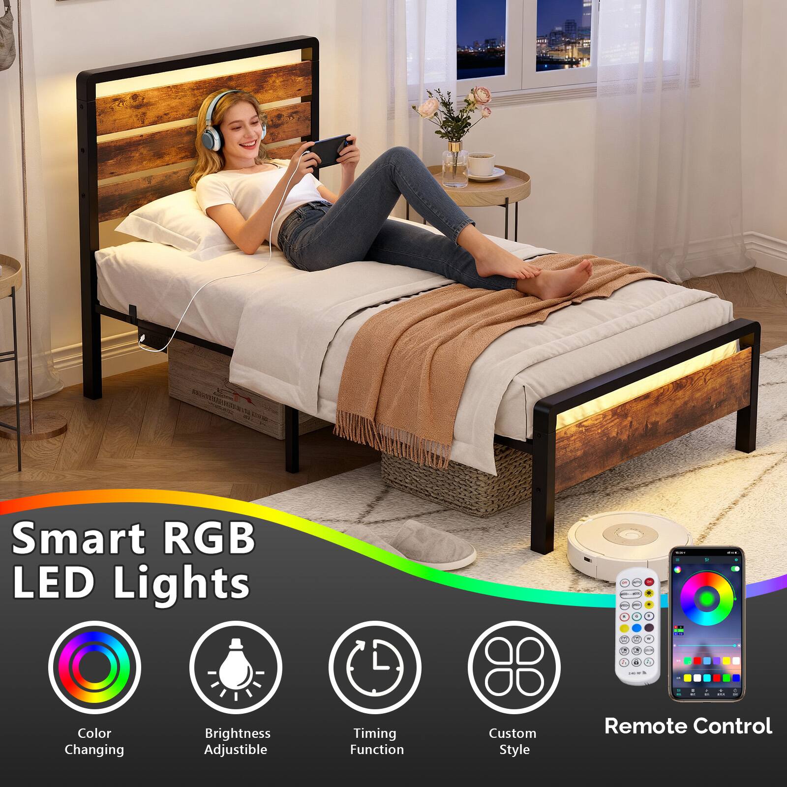 Smart RGB LED Lights

- Color Changing
- Brightness Adjustable
- Timing Function
- Custom Style
- Remote Control