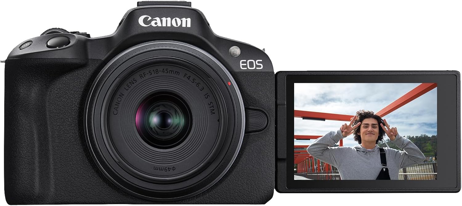 Canon EOS R50 Mirrorless Camera Black 18 45mm Lens Creator Bundle