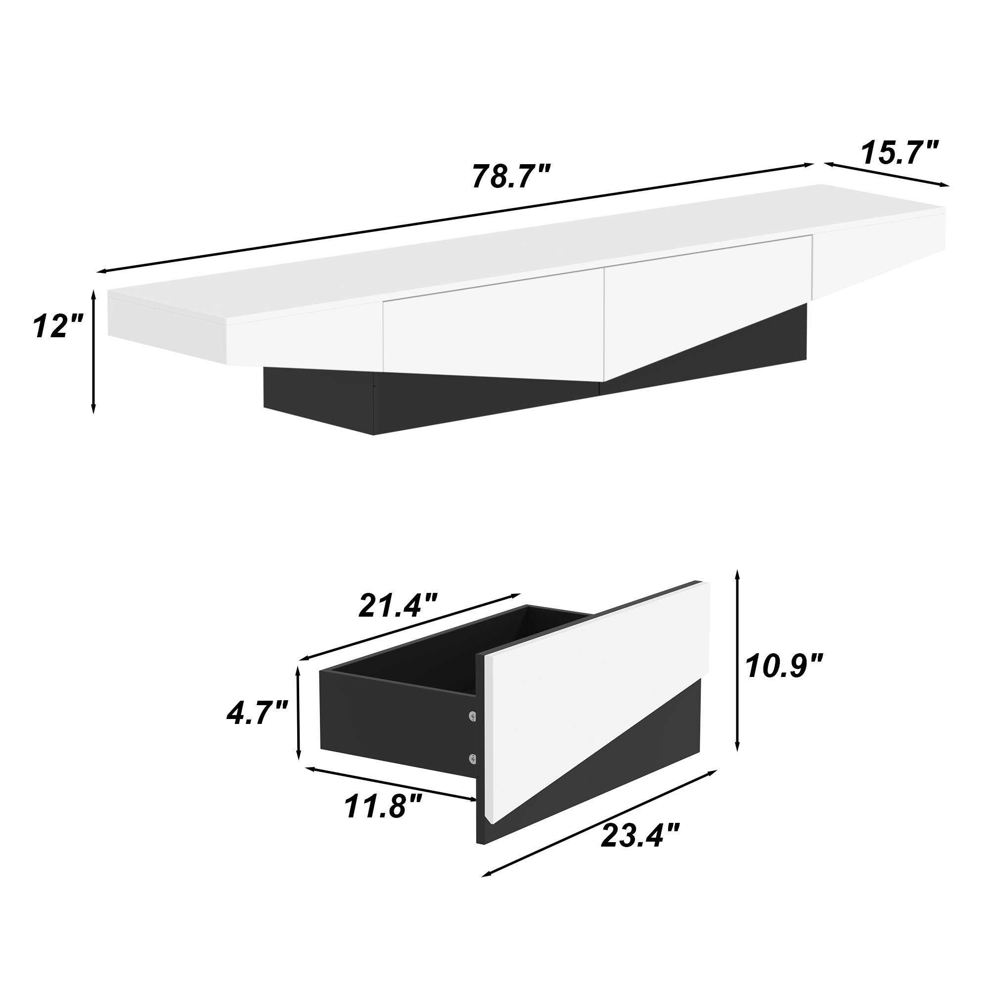 The text on the image reads: 78.7" 15.7" 12" 21.4" 4.7" 10.9" 11.8" 23.4".