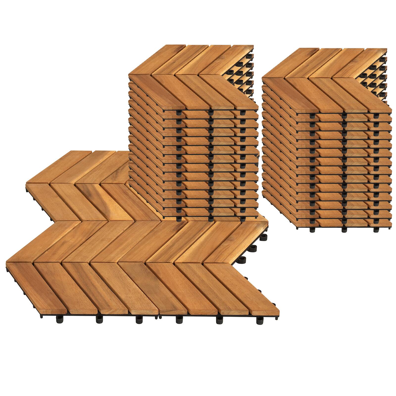 Alt View 9. Costway - Costway Acacia Wood Interlocking Deck Tiles, 30 PCS Waterproof Flooring Tiles,Natural - Natural.