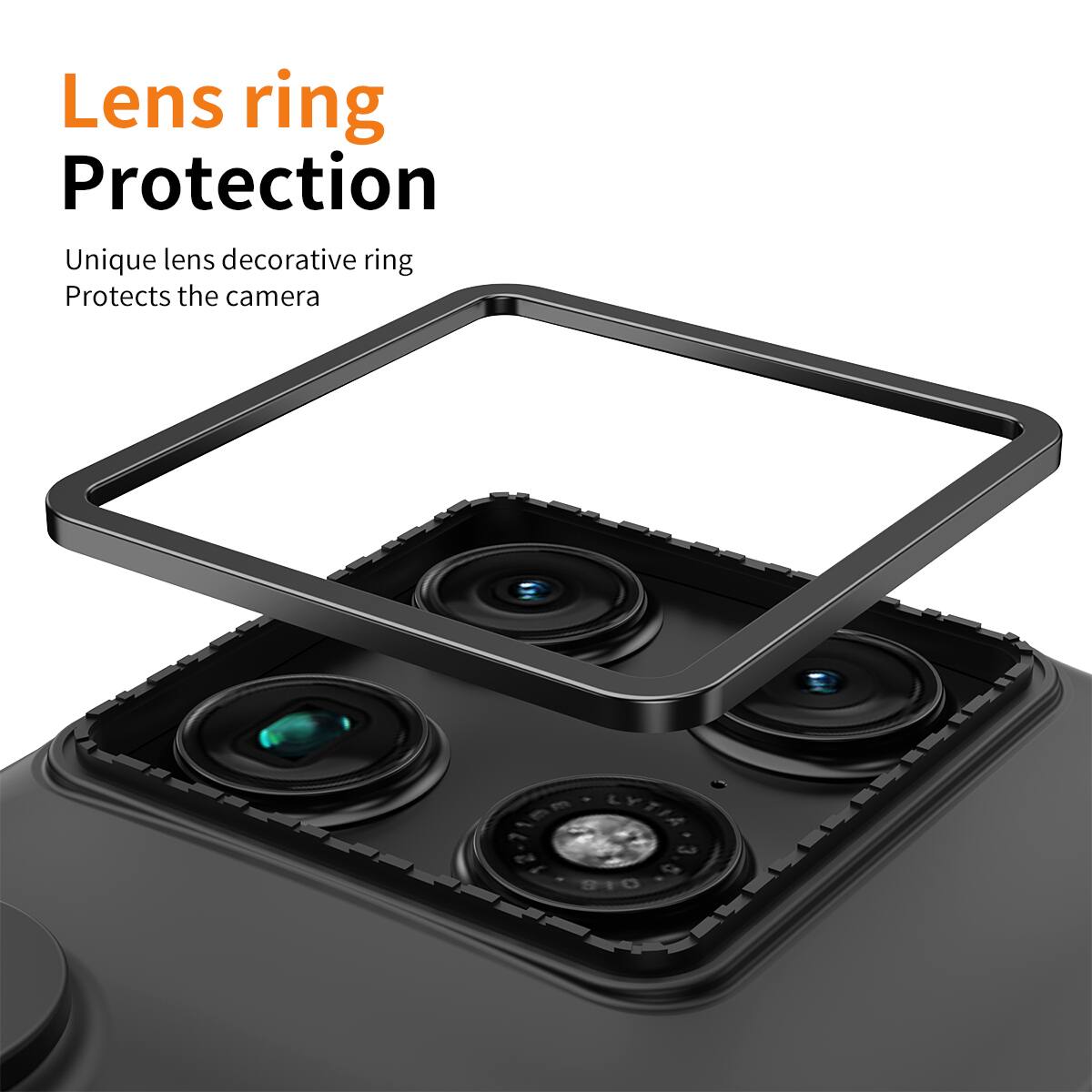 Lens ring Protection  
Unique lens decorative ring  
Protects the camera