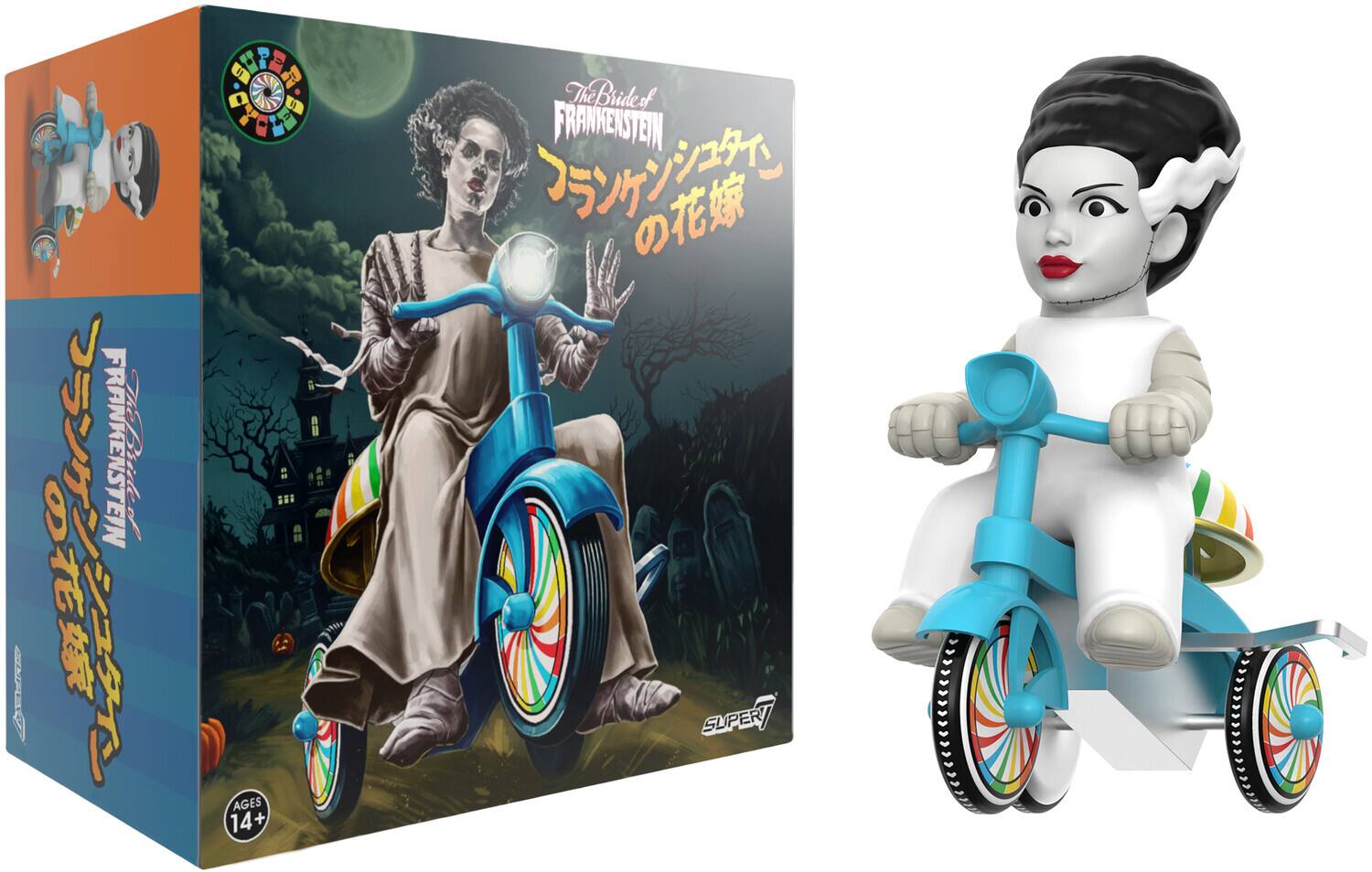 Super7 - Universal Monsters - Super Cycles - Bride Of Frankenstein (White with Blue Trike) - Collectibles