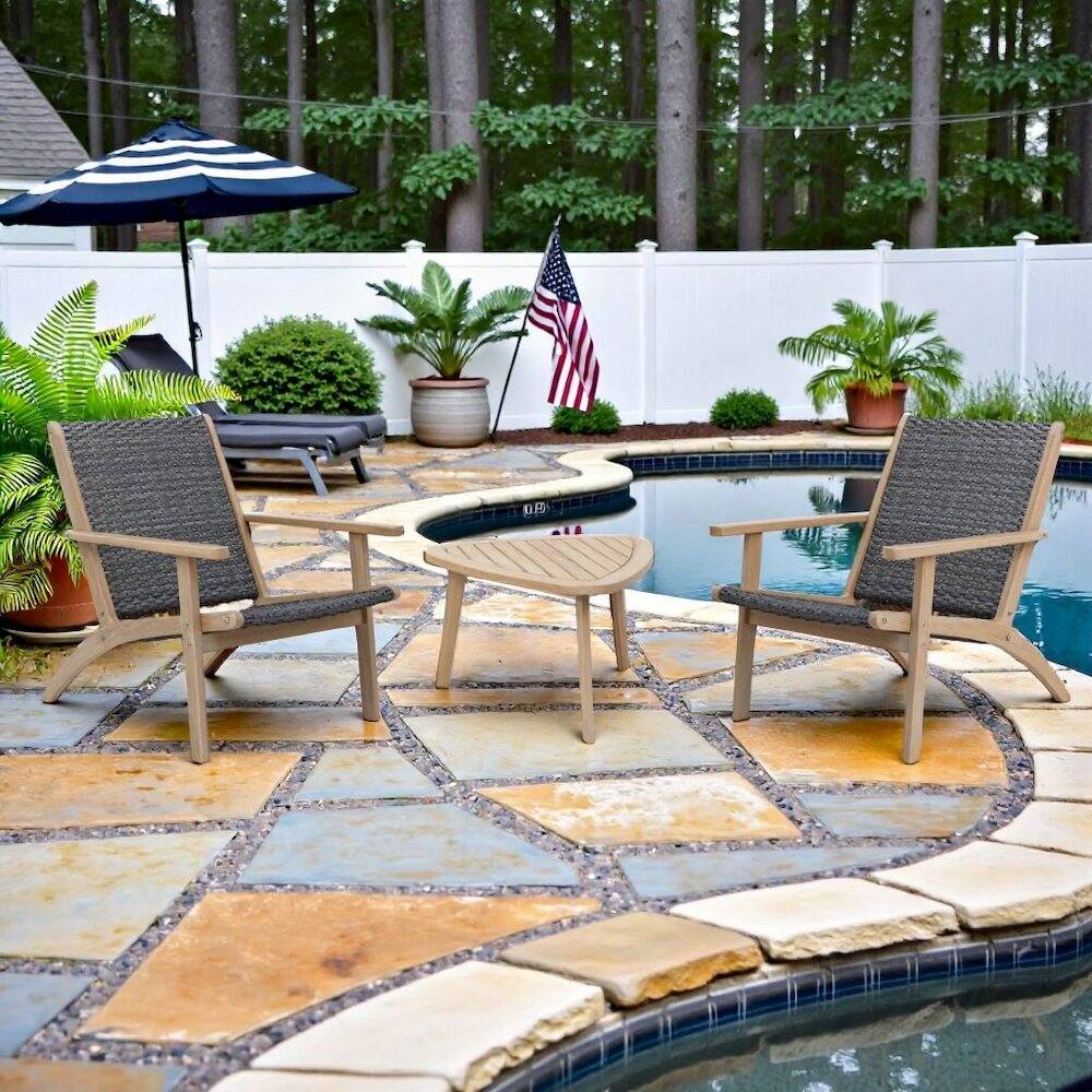 Left. Outdoor Escape - Gray Patio Table and Chairs Set of 3-Pieces - Grey.