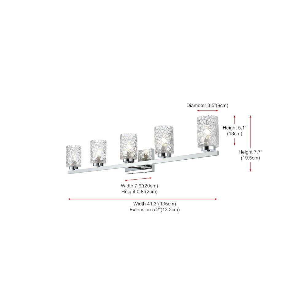 Diameter 3.5" (9cm)  
Height 5.1" (13cm)  
Height 7.7" (19.5cm)  
Width 7.9" (20cm)  
Height 0.8" (2cm)  
Width 41.3" (105cm)  
Extension 5.2" (13.2cm)