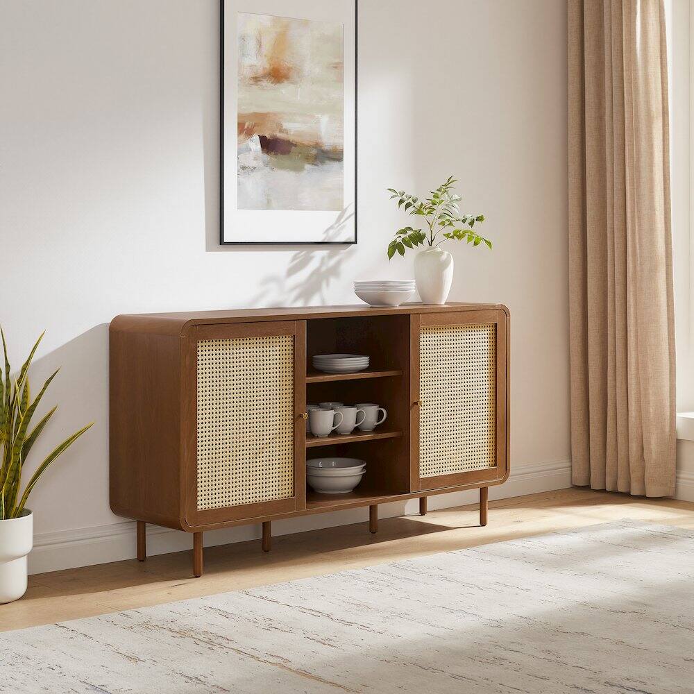 Alt View 7. Crosley Furniture - Nora Mid-Century Sideboard - Walnut.
