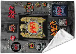 PopMarket - Slayer - Rocksax - Slayer - Battle Vest - Sherpa Fleece Blanket (60 in x 80 in) - Multicolor