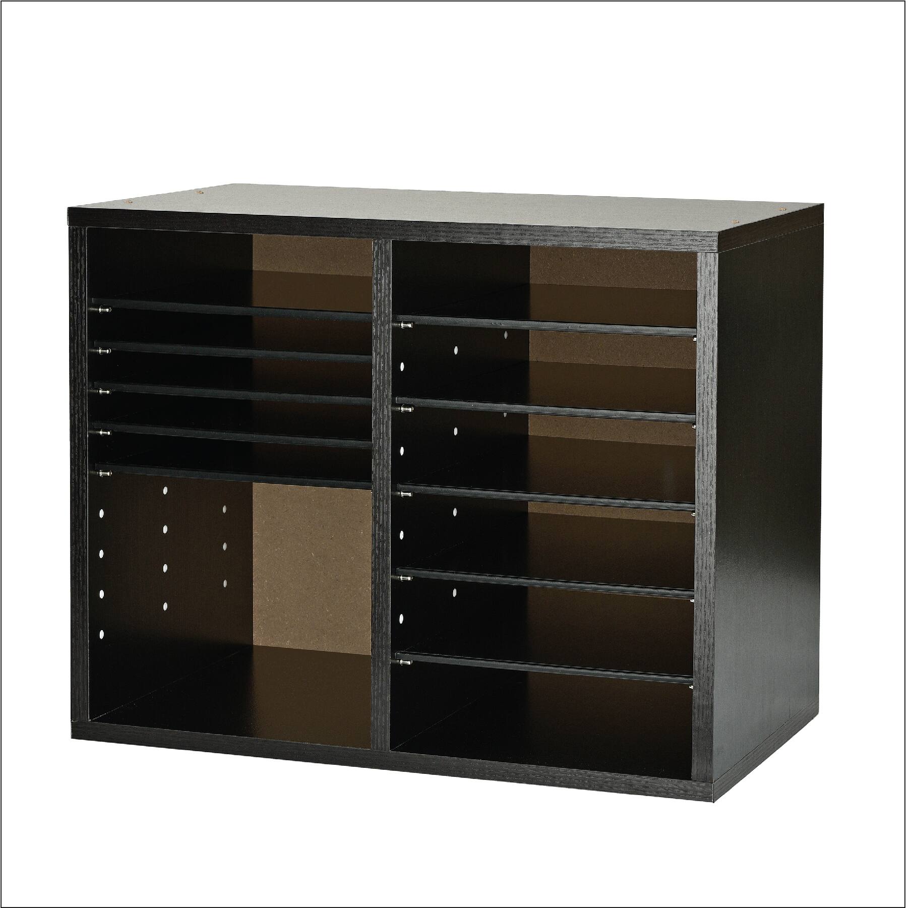 Alt View 6. AdirOffice - Wood Adjustable 12 Compartment Literature File Organizer, 11.8”D x 20”W x 16.3”H - Black.