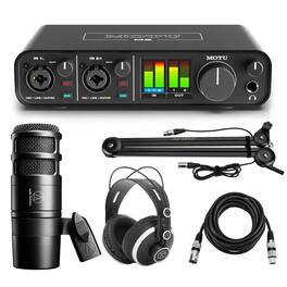 MOTU - M2 Desktop 2x2 USB-C Audio Interface, Bundle with AT2040 Microphone, Broadcast Arm, TAPH500 Headphones, 15' XLR