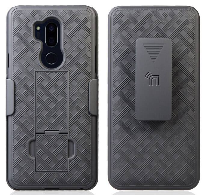 Alt View 2. Nakedcellphone - Case with Stand and Belt Clip Holster for LG G7 ThinQ Phone - Black.