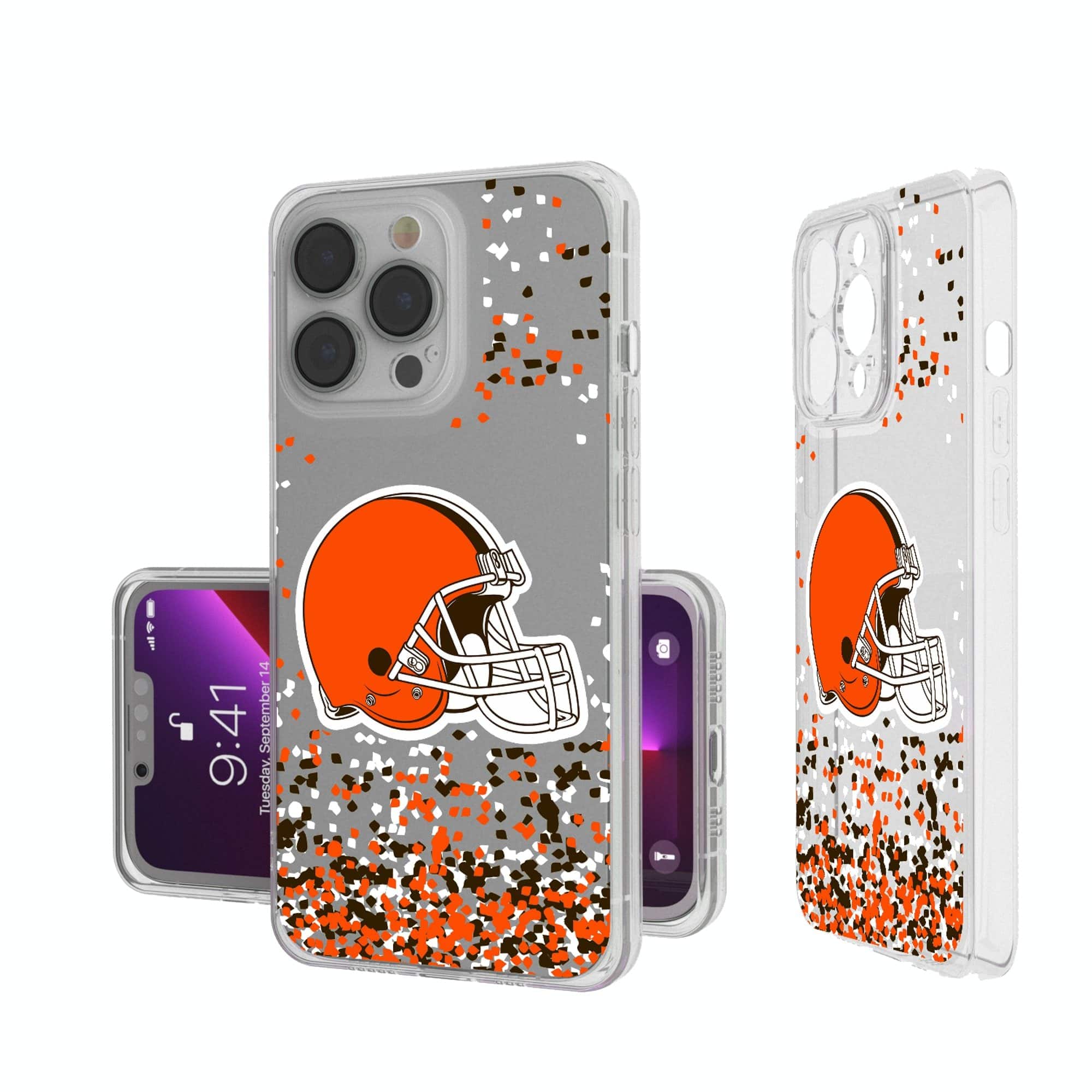 Keyscaper - NFL - Cleveland Browns iPhone Clear Case with Confetti Design - 15 Pro - Multicolor