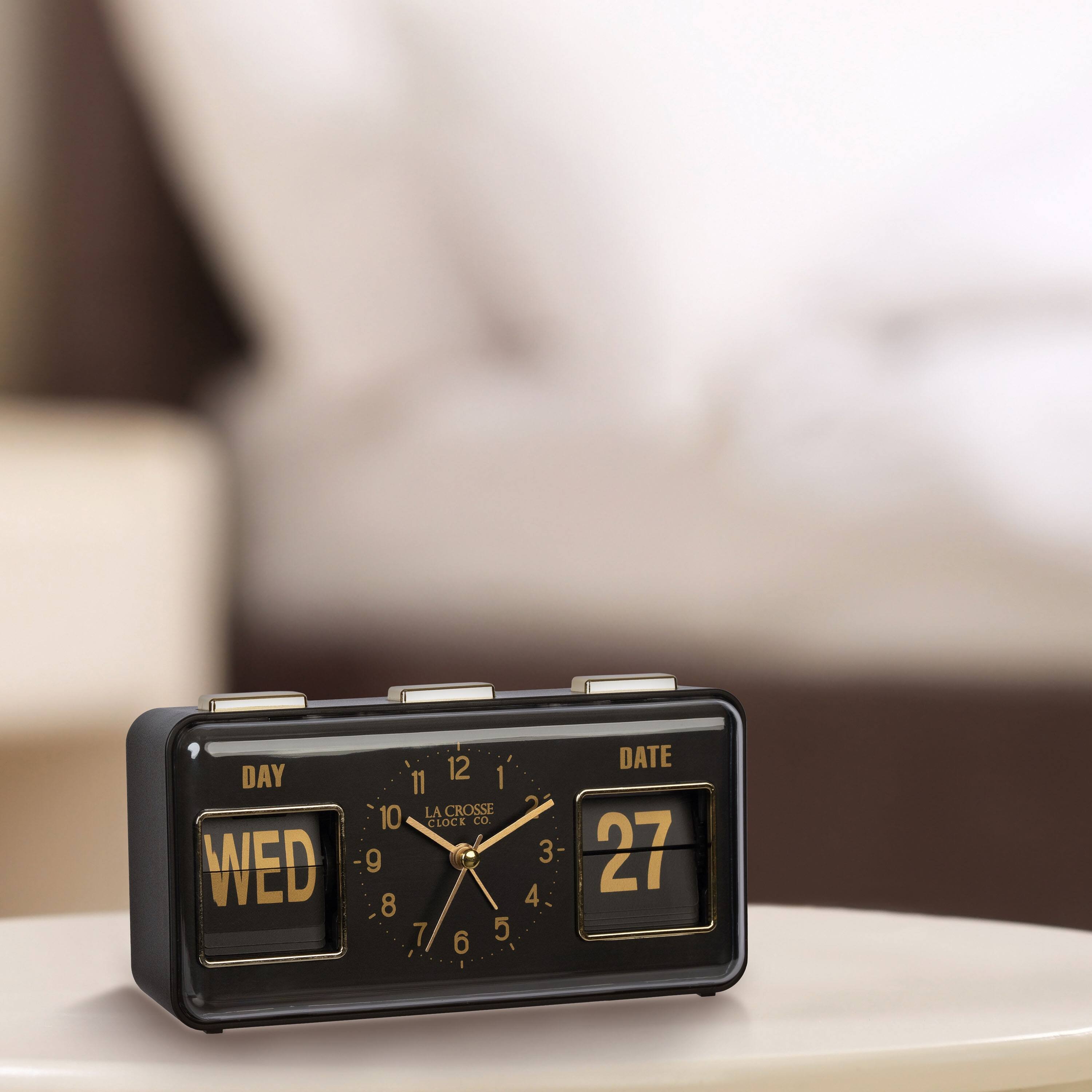 La Crosse Clock Co. Daily Flip Tabletop Alarm Clock with Calendar