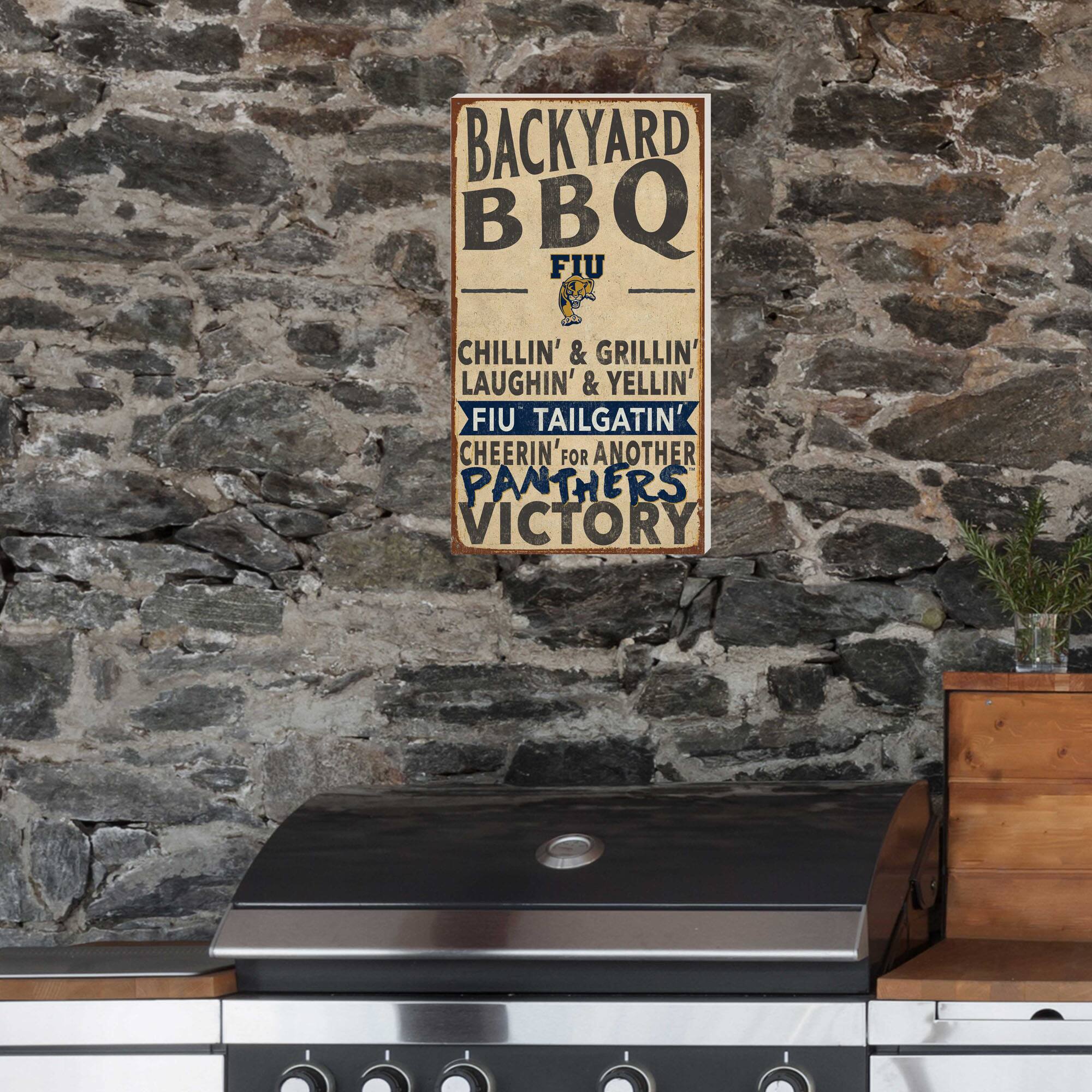 BACKYARD BBQ  
FIU  
CHILLIN' & GRILLIN'  
LAUGHIN' & YELLIN'  
FIU TAILGATIN'  
CHEERIN' FOR ANOTHER  
PANTHERS VICTORY