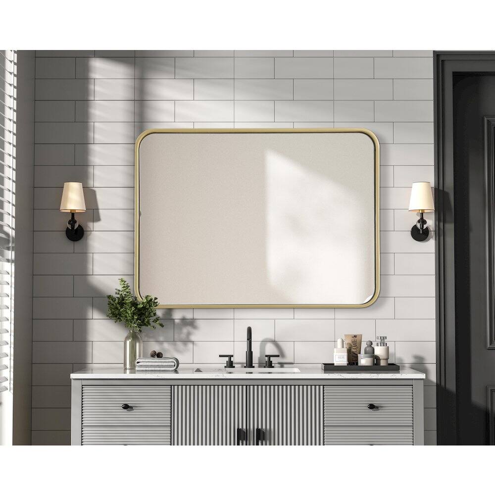 Alt View 3. Elegant Decor - Contour Metal Rectangle Mirror 22x30 in Brass - Brass.