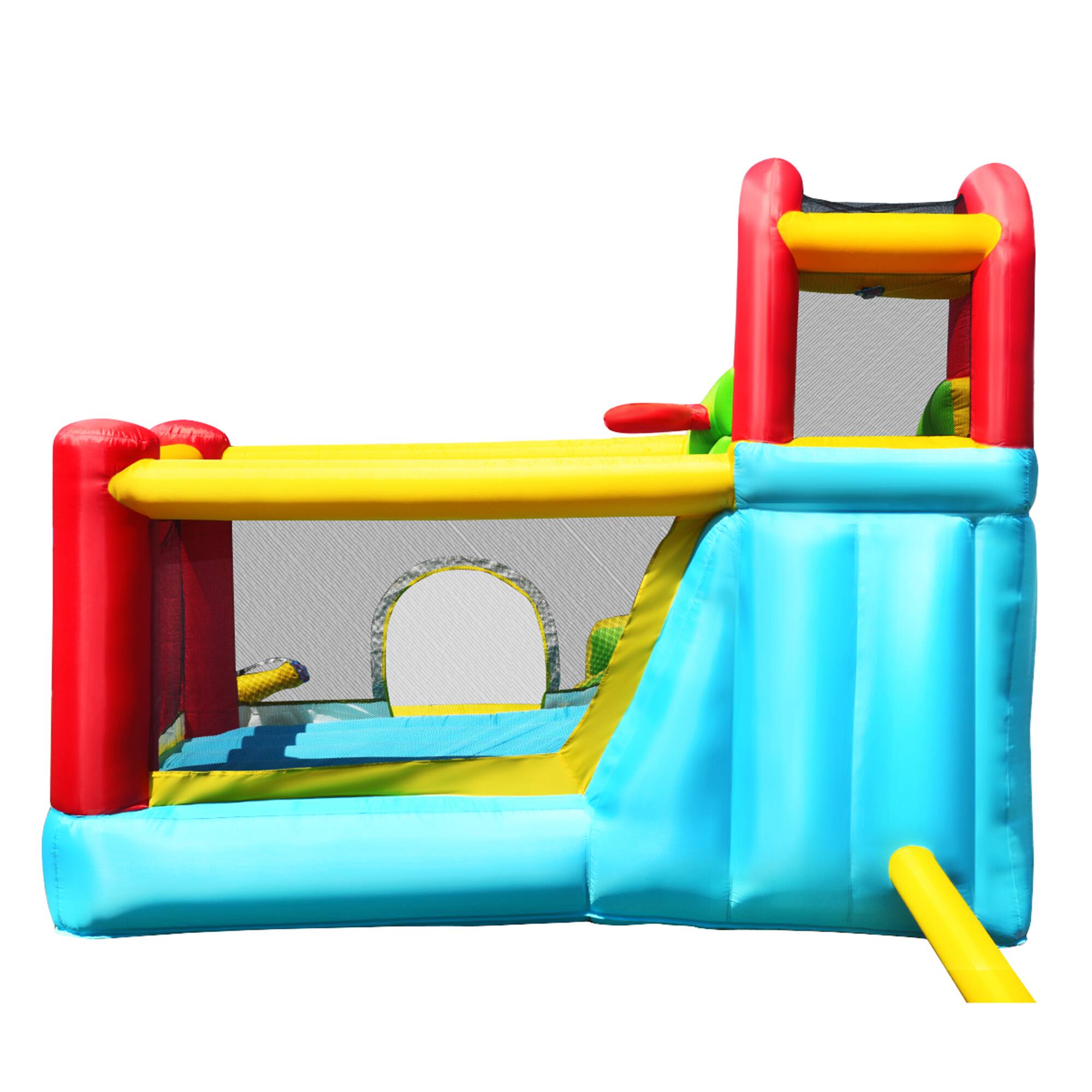 Left. Costway - Inflatable Kids Water Slide Jumper Bounce House Splash Water Pool Without Blower - Multicolor.