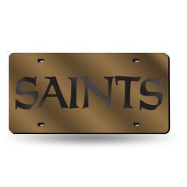 Rico Industries - New Orleans Football Saints Gold Mirrored Laser Cut License Plate Laser Tag - Multi