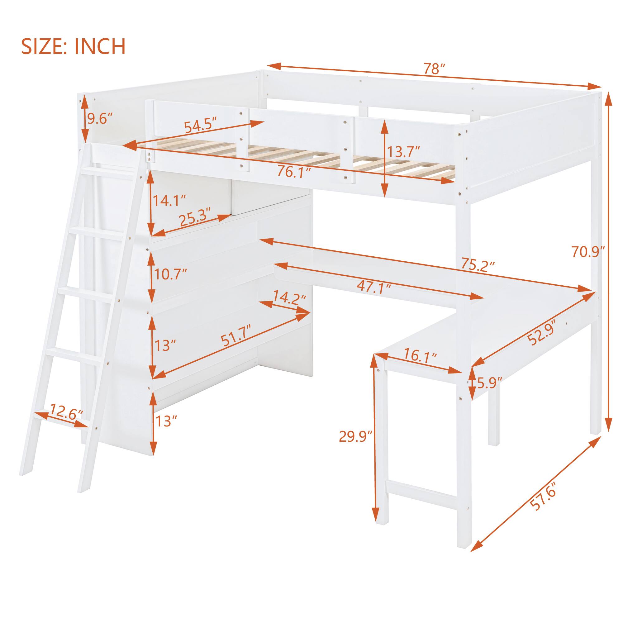 SIZE: INCH

- 78"
- 70.9"
- 57.6"
- 52.9"
- 47.1"
- 51.7"
- 75.2"
- 76.1"
- 54.5"
- 13.7"
- 14.1"
- 25.3"
- 10.7"
- 14.2"
- 13"
- 13"
- 16.1"
- 15.9"
- 29.9"
- 12.6"
- 9.6"