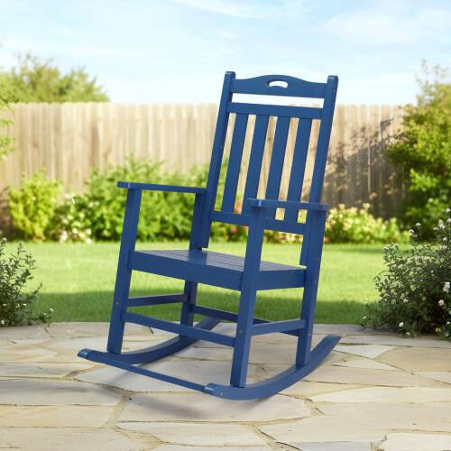 Alt View 7. Winado - Wooden Rocking Chair with Footrest, Comfortable Backrest 450LBS Weight Capacity Patio Rocker for Outdoor Garden Yard - Navy Blue.