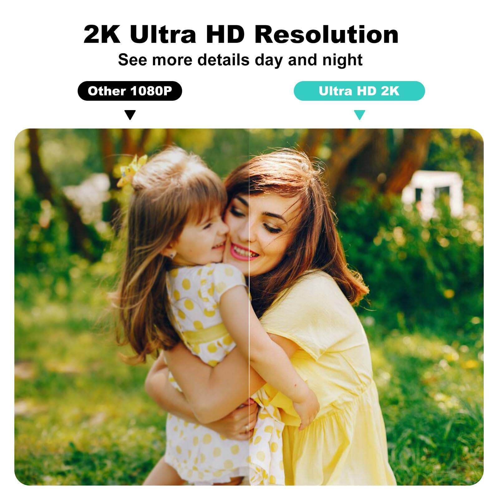 2K Ultra HD Resolution  
See more details day and night  

Other 1080P  

Ultra HD 2K