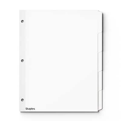 Front. Staples - Staples Write & Erase Paper Dividers, White, 5-Tabs, 36 Sets (ST63044) - White.