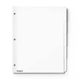 Staples - Write & Erase Paper Dividers, 5-Tabs, 36 Sets (ST63044) - White