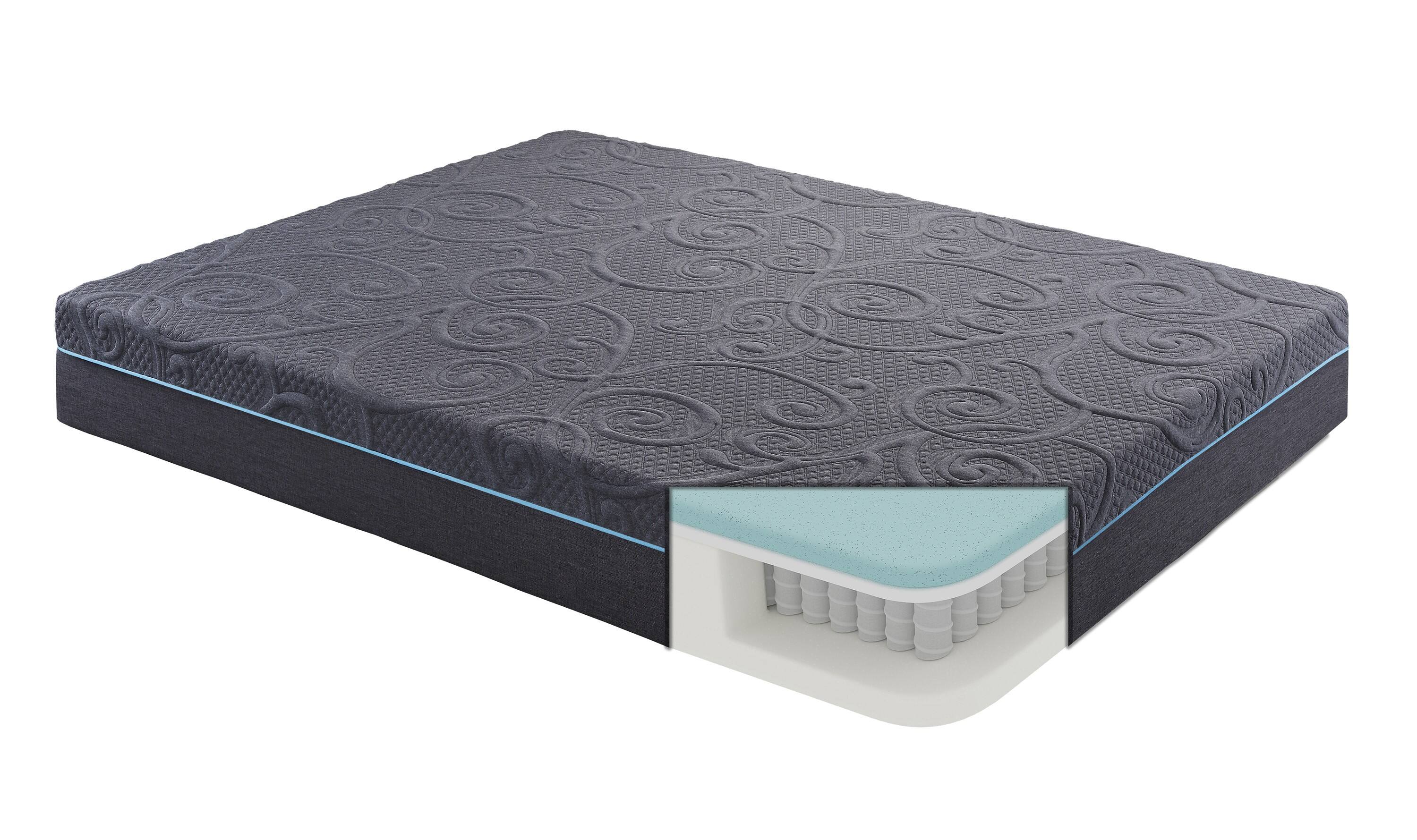 Left. TinyHomie - 11-inch Eastern King Bed Mattress Gel-Infused Memory Foam Hybrid Mattress Dark Gray Mattress in a Box - Dark Gray.
