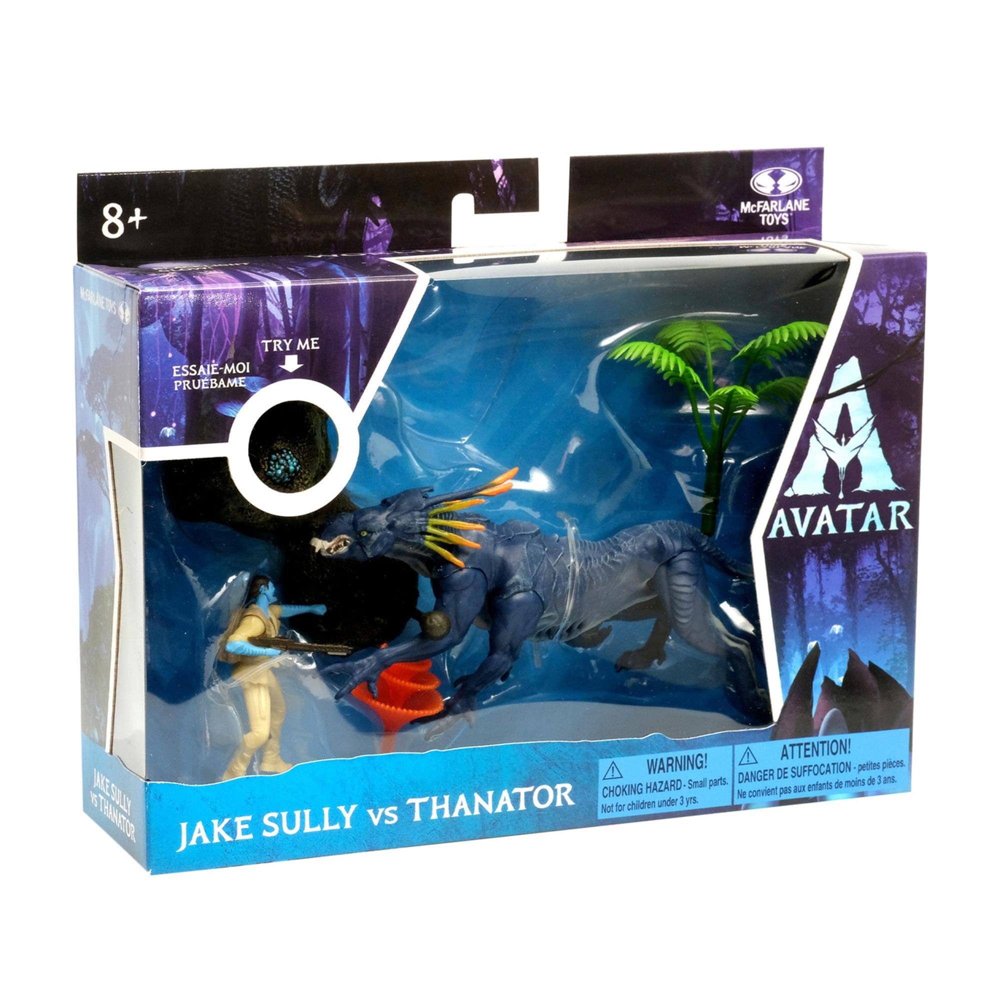 8+  
McFARLANE TOYS  

TRY ME  
ESSAIE-MOI  
PRUEBAME  

AVATAR  

JAKE SULLY vs THANATOR  

WARNING!  
CHOKING HAZARD - Small parts.  
Not for children under 3 yrs.  

ATTENTION!  
DANGER DE SUFFOCATION - petites pièces.  
Ne convient pas aux enfants de moins de 3 ans.