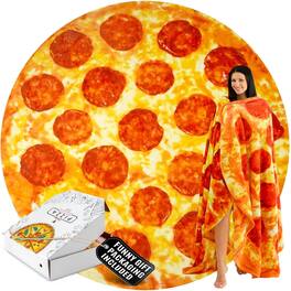 Zulay Kitchen - Novelty Blanket Soft Flannel Round 60 Inches - Pepperoni Pizza