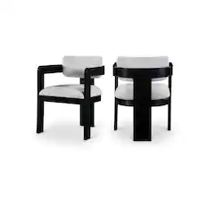 Front. Meridian Furniture - Sacha Grey Linen Textured Fabric Dining Chair, Set of 2 - Grey.