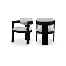 Meridian Furniture - Sacha Grey Linen Textured Fabric Dining Chair, Set of 2 - Gray