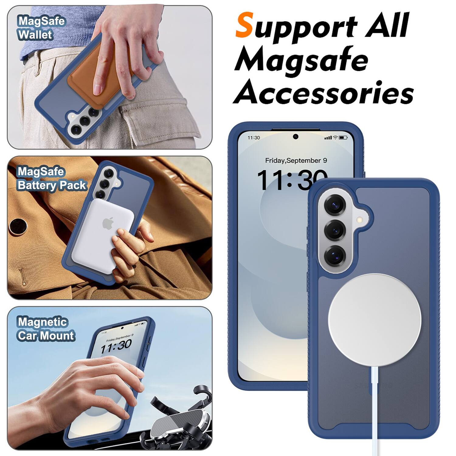Support All MagSafe Accessories

- MagSafe Wallet
- MagSafe Battery Pack
- Magnetic Car Mount