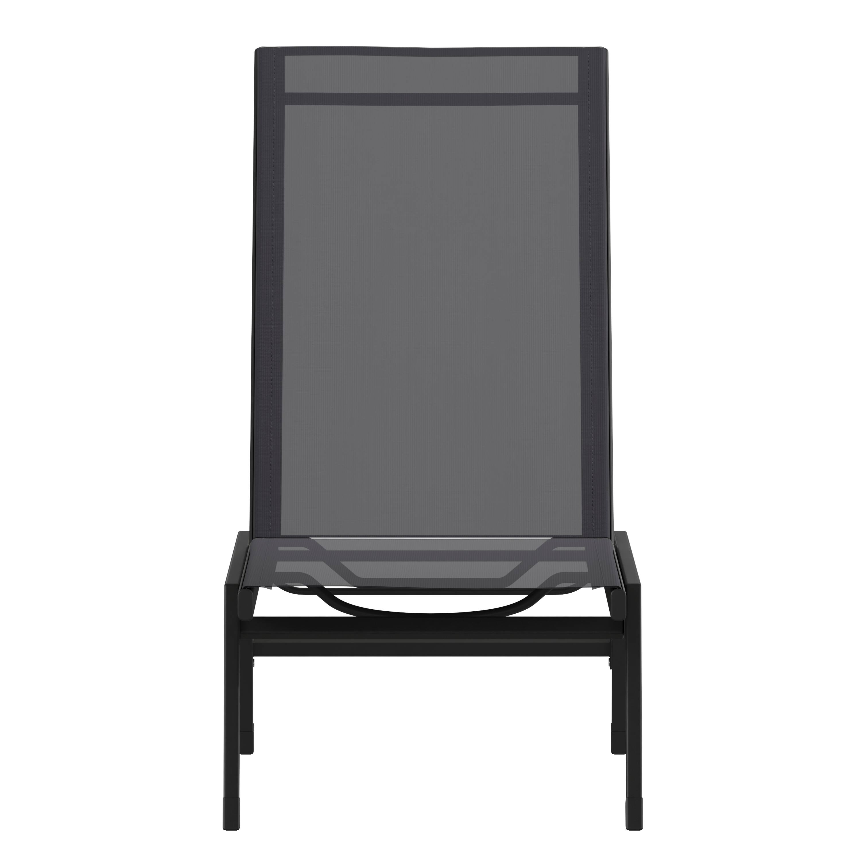 Angle. Flash Furniture - Brazos Adjustable Chaise Lounge Chair, Outdoor Five-Position Recliner, All Weather, Black/Black - Black.