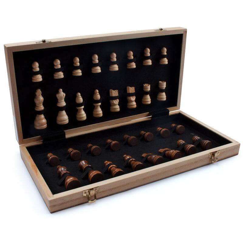 Alt View 2. GSE Games & Sports Expert - 15" Wooden Chess Game Set, Folding Chess Board Set with 32 Chessmen & Storage Box.