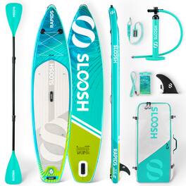 Joyfy - 11'6'' Inflatable Stand Up Paddle Board SUP with Premium Accessories, Non-Slip EVA Deck, Bag for Youth & Adults Green - Green and White