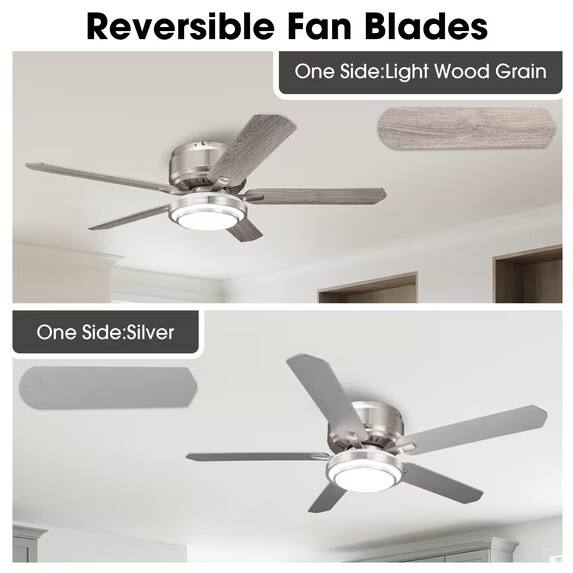 Reversible Fan Blades

One Side: Light Wood Grain

One Side: Silver