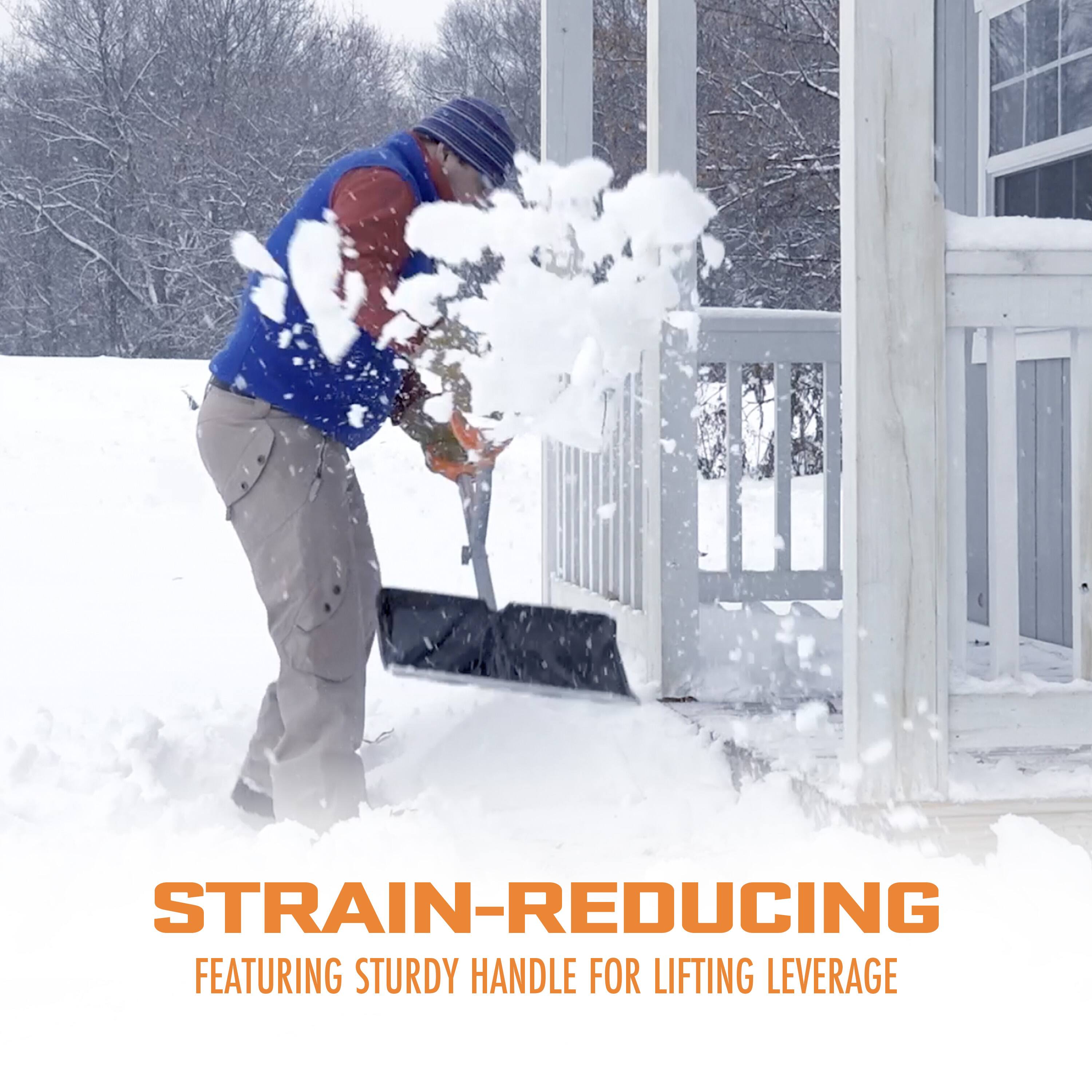 STRAIN-REDUCING  
FEATURING STURDY HANDLE FOR LIFTING LEVERAGE