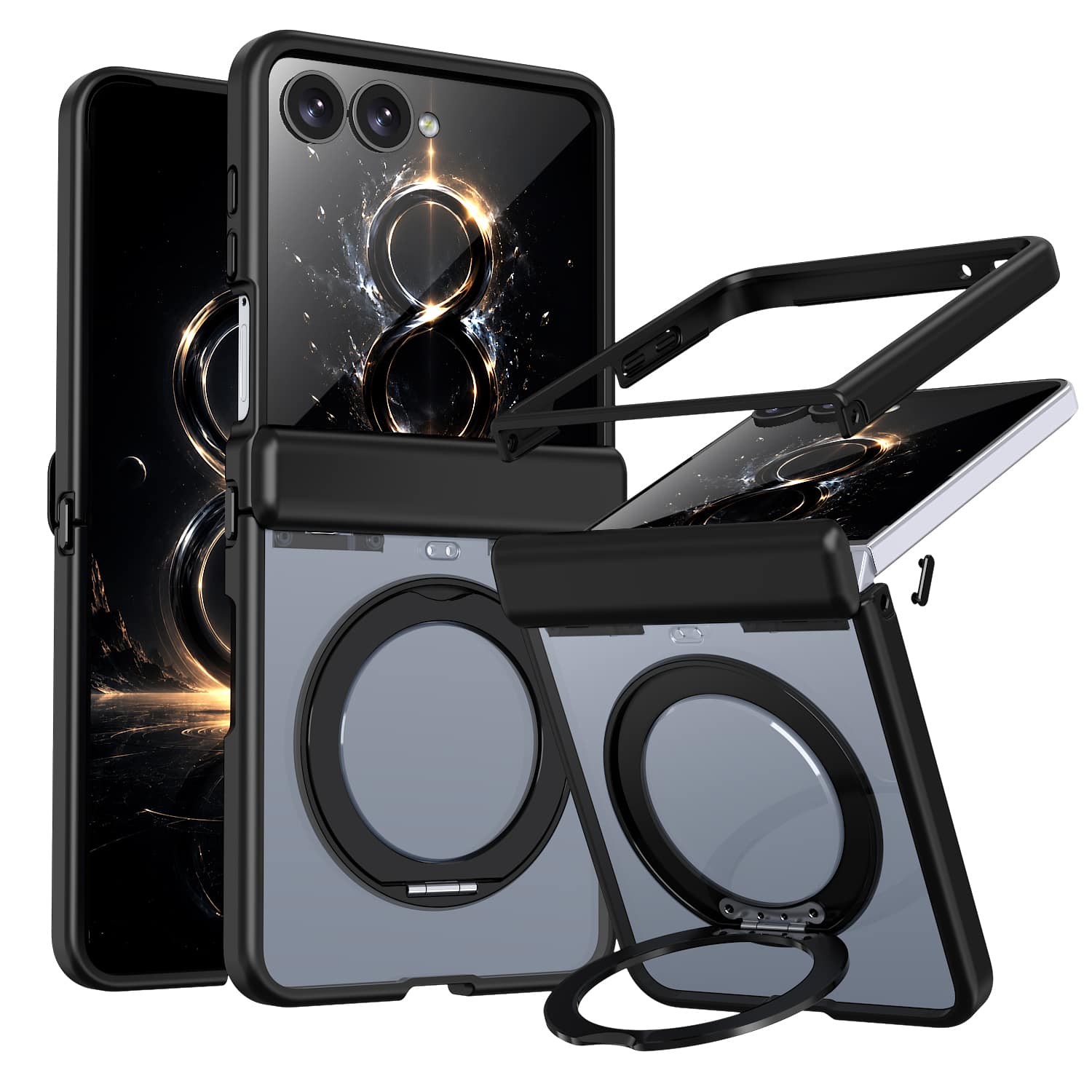 Dteck - Magnetic Case for Samsung Galaxy Z Flip8 with Aluminum Stand, Matte Shockproof Auto Spring Hinge Protective Cover - Black price history on PriceWatchPro