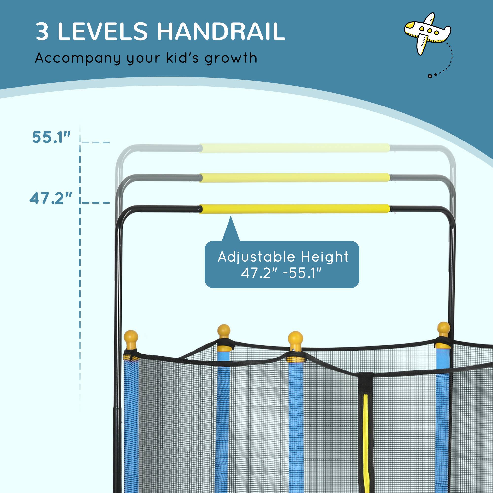3 LEVELS HANDRAIL  
Accompany your kid's growth  

55.1"  
47.2"  

Adjustable Height  
47.2" - 55.1"