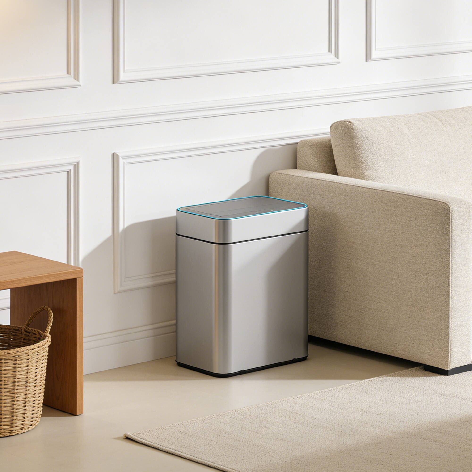 Alt View 4. Innovaze - 13-Gallon Touchless Motion Sensor Trash Can, Stainless Steel Automatic Garbage Can with Butterfly Lid - Silver.