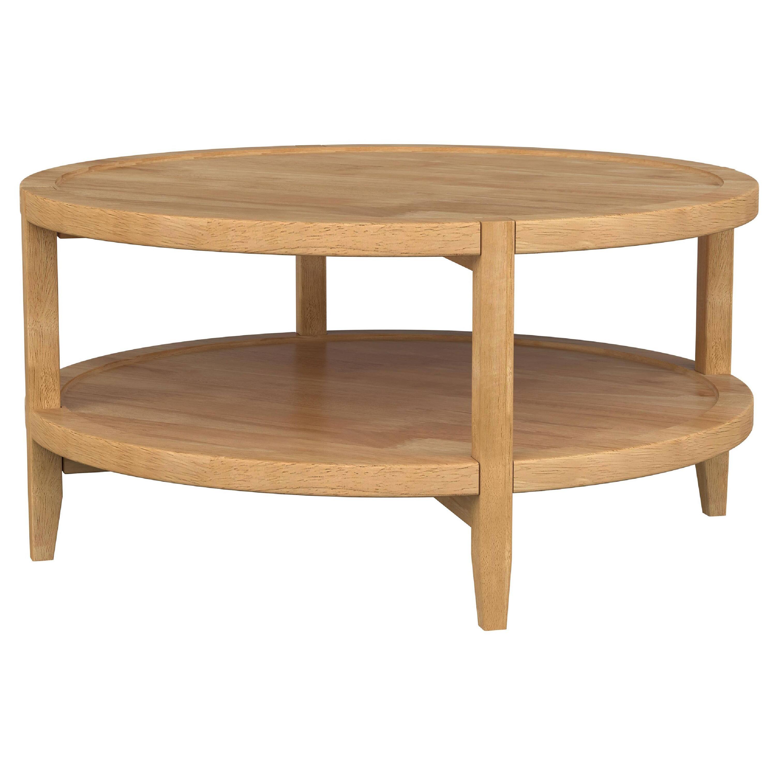Alt View 2. Manhattan Lane - Camilia 2Pc Round Coffee-End Table Set, Lower Shelf, Wood - Maple Brown.