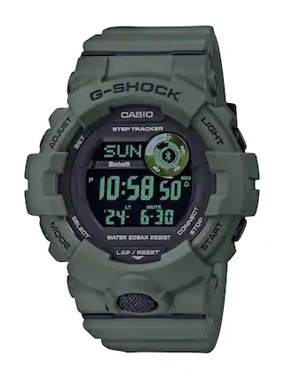 Front. Casio - Men's G-Shock Power Trainer with Bluetooth Mobile Link 49mm Watch - Green.